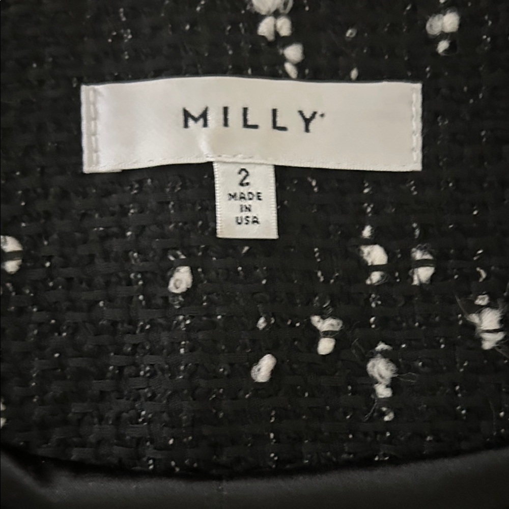 Milly Black/White Wool Tweed Fabric Sleeveless Peplum Blouse Top **Size 2** 🌺🌺 - Picture 5 of 7